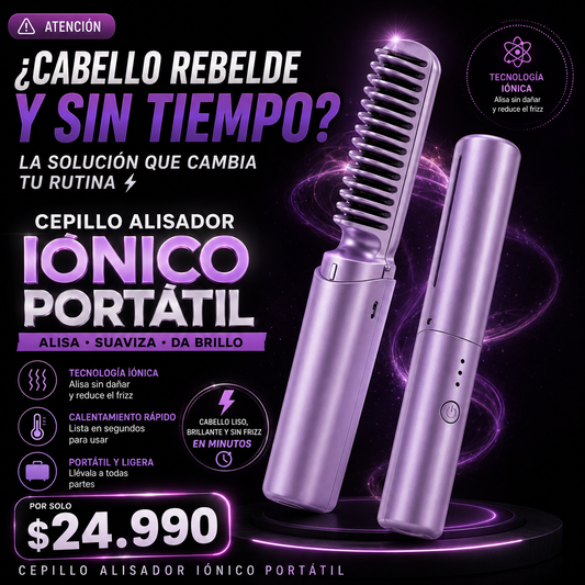 Cepillo Alisador Iónico Portátil
